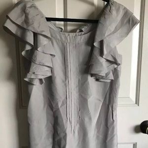Anthopology Floreat Gray Silk Ruffle Dress - Sz 6